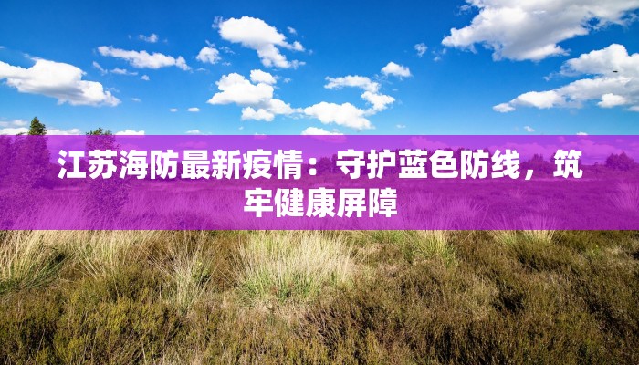 江苏海防最新疫情：守护蓝色防线，筑牢健康屏障